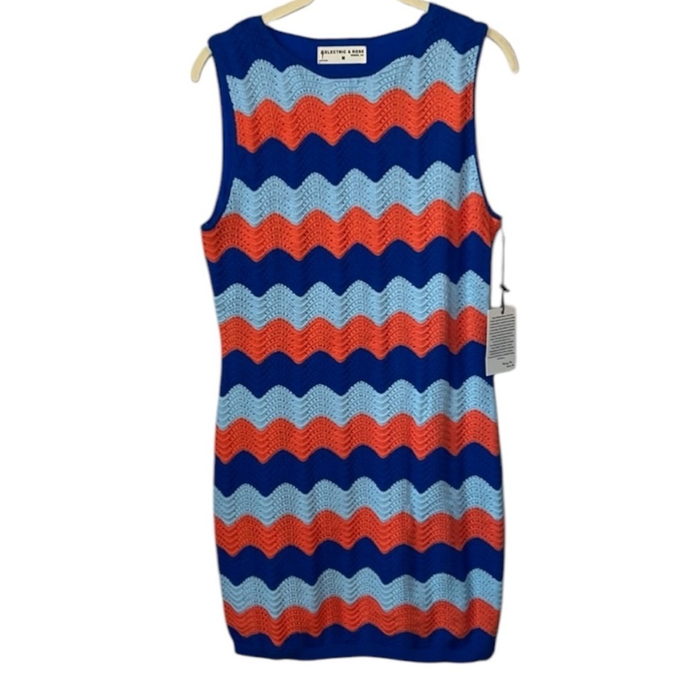 Electric & Rose Anthropologie Julia Crochet Chevron Mini Dress Size M - Picture 6 of 14